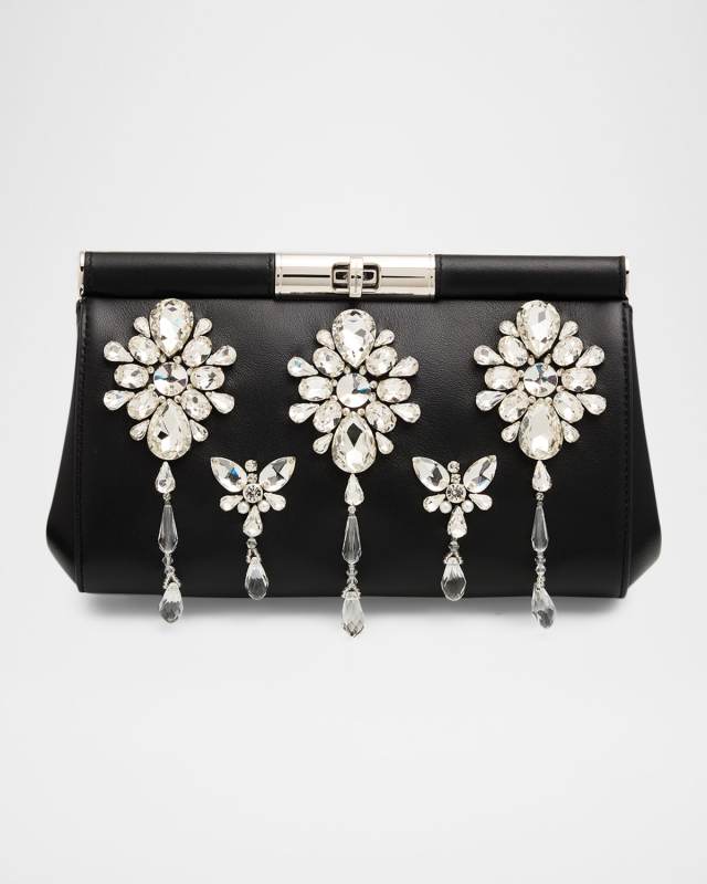 Marlene Crystal-Embellished Leather Shoulder Bag